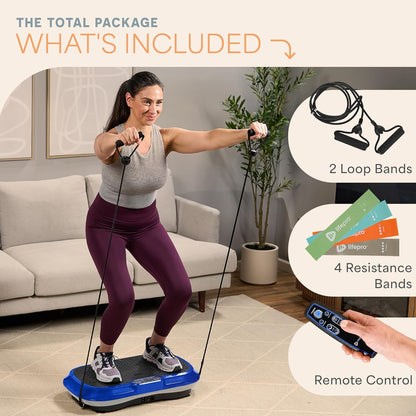 Waver Vibration Plate Exercise Machine – High-Intensity Vibration Plate for Lymphatic Drainage – Full-Body Workout Vibrating Platform with Loop Bands – Fitness Equipment for Strength & Toning